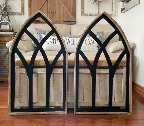 Large Rustic Farmhouse Distressed Wooden Arch Wall Decor