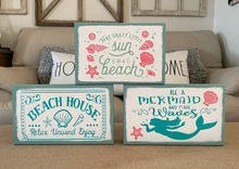 Load image into Gallery viewer, Mermaid / Beach/ Nautical/ Coastal Distressed Wood Table Decor Signs