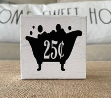 Load image into Gallery viewer, Rustic Farmhouse Bathroom Distressed Wood Block Sign Decor