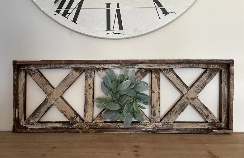 Rustic Farmhouse Wooden Windowpane Wall Decor With Or Without Wreath