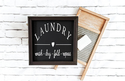 Wash Dry Fold Repeat Farmhouse Laundry Wall Decor