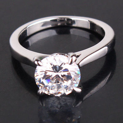 Solitaire White Gold Filled Ring