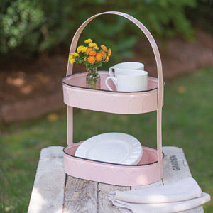 Two Tier Pink Metal Tray