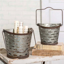 Load image into Gallery viewer, Galvanized Metal Olive Basket (you choose size)