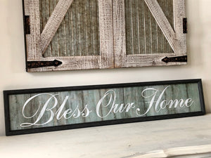 Bless Our Home  Encased In Glass Framed Wall Decor