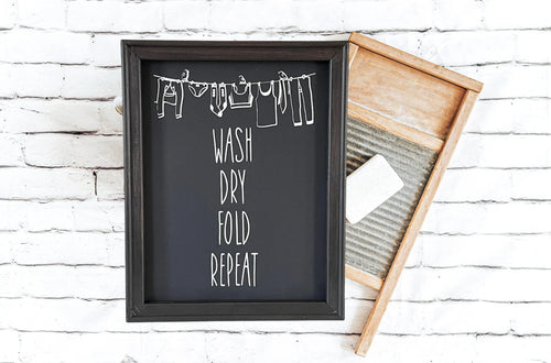 Wash Dry Fold Repeat Farmhouse Laundry Wall Decor